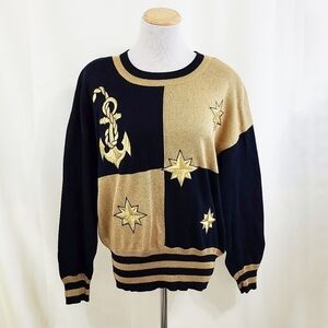 Vintage Escada black gold nautical star sweater size 40 (medium)